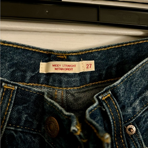 Levi’s long blue middy jeans. Straight legs cotton blend denim jeans - Picture 3 of 6